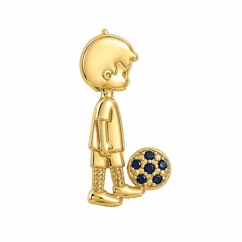 PINGENTE MENINO BOLA FUTEBOL SEMI OURO