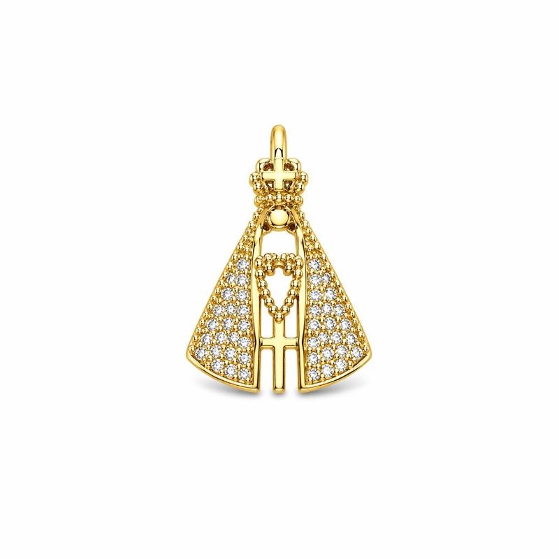 PINGENTE NOSSA SENHORA CRAVEJADO SEMI OURO P