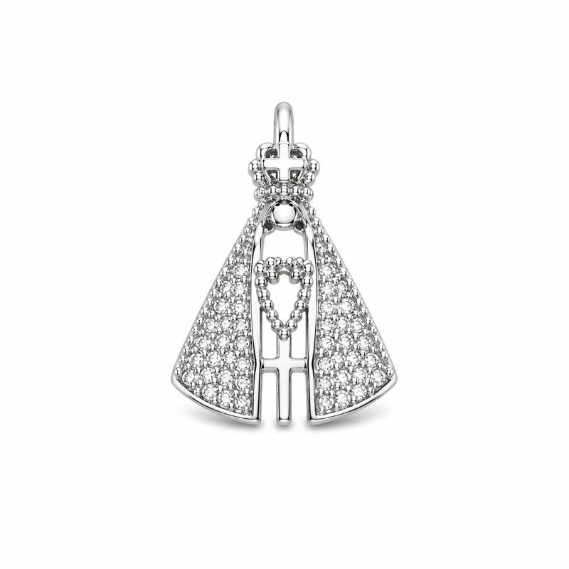 PINGENTE NOSSA SENHORA CRAVEJADO SEMI PRATA P