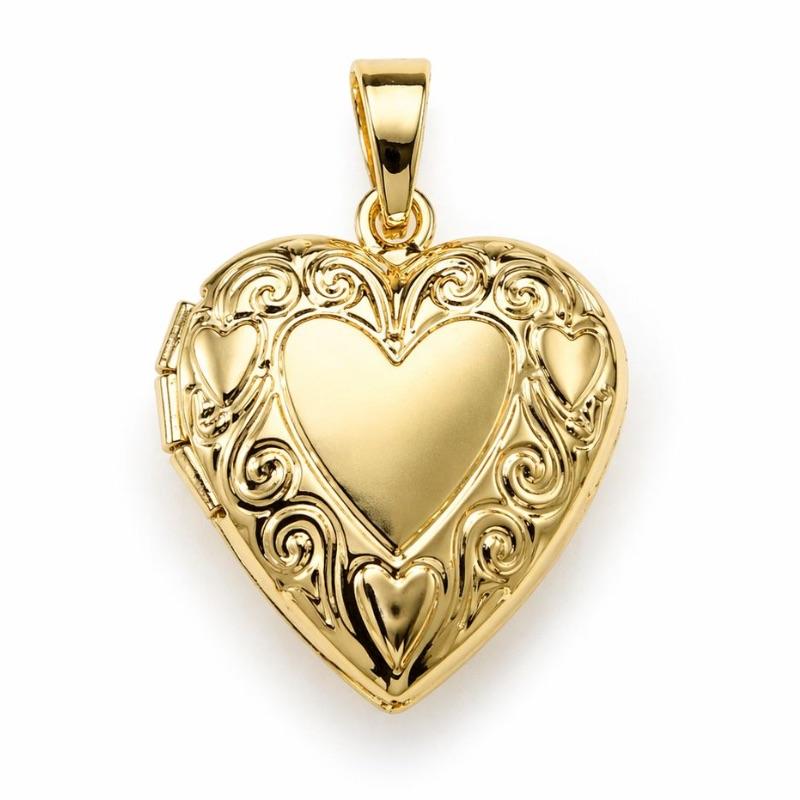 PINGENTE RELICARIO 1 CORACAO DETALHADO SEMI OURO