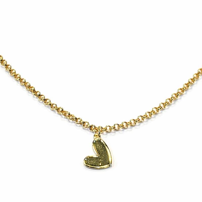 PULSEIRA ELO PORTUGUES PINGENTE CORAÇÃO LISO SEMI OURO